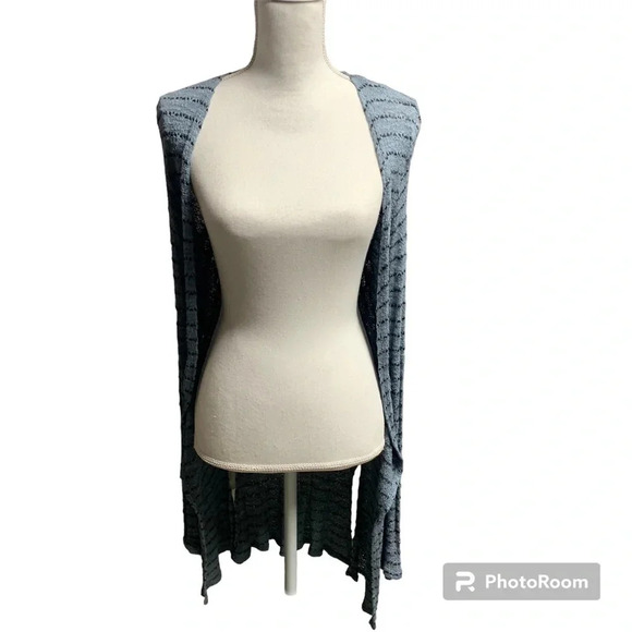 Daytrip blue/green open front duster sweater size XS very stretchy - Picture 1 of 7